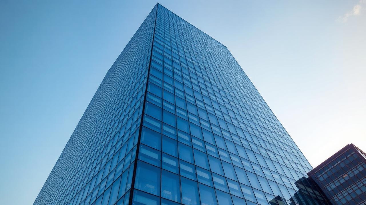 Glass tower façade seen from below, representing the commercial tower sector